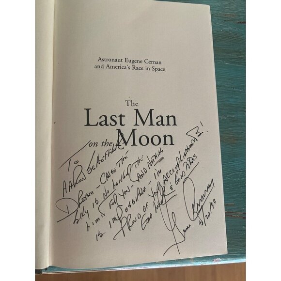Gene Cernan *SIGNED* Last Man On The Moon Book - Apollo 17 - NASA Space Hero - Picture 3 of 7